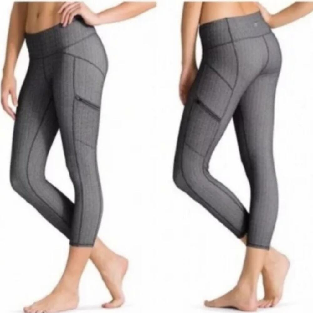 Athleta Womens Static Drifter Capri Crop Herringbone Pants Side Pocket